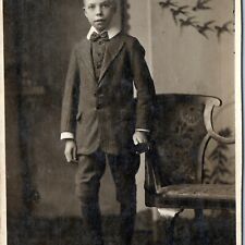 c1910s Handsome Young Man RPPC Kid Boy in Classy Fancy Fashion Suit Bow Tie A173 picture