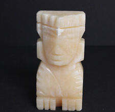 Vintage Carved Aztec Mayan Marble Stone Statue Blonde picture