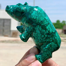 310G Rare Natural Malachite quartz hand Carved hippo Crystal Healing picture