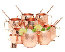 NEW Kitchen Science Moscow Mule Copper Mugs Straws Jigger Set of 8 16 oz picture