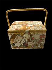 Buttons &Spools  Fabric Padded Sewing Box w/Handle cottage style farmhouse picture
