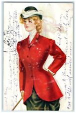 1906 Pretty Equestrian Girl Curly Brown Hair Reno Nevada NV Antique Postcard picture