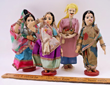 4 VINTAGE HANDMADE MIDDLE EAST INDIA / INDIAN CLOTH DOLLS CIRCA 1960'S picture
