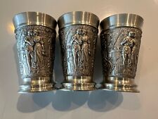 3 Vintage Antique BMF ZINN 95% Pewter Shot Glass Germany Made picture