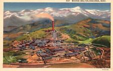 Postcard MT Anaconda Montana Washoe Smelter 1934 Linen Unposted Vintage PC H3460 picture