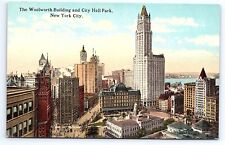 Postcard The Woolworth Building and City Hall Park New York City picture