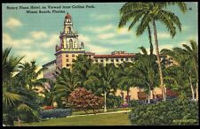 Miami Beach Florida - Roney Plaza Hotel Collins Park C 1942 Linen Postcard pc514 picture
