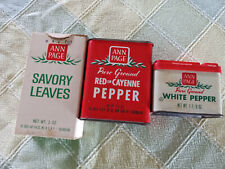Lot of 3 Vintage Ann Page A&P Spices Box Tin Savory Red White Cayenne Pepper picture