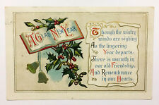 New Year Greeting Postcard Holly Bells MACKSVILLE KS HUTCHINSON KANSAS c1910 picture