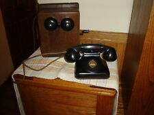 Vintage Telephone, Desk Cradle, Non-dial,  with Oak Ringer Box, Leich Elec. Co. picture
