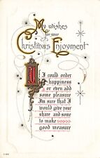 Postcard 1918 Christmas Message Embossed Holiday Greeting Stars Verse picture