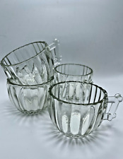 1950's Set of 4 Jeannette Glass Cups National Clear Ribbed Pattern Vintage picture