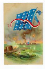 Early 1900's Postcard July 4th The Monitor's Great Victory,  Used Embossed picture