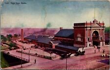 Omaha Nebraska Union Depot Station Horse Buggy Postcard Posted 1907 picture