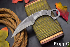 Custom Hammered Damascus Steel Blank Blade Hunting Knife Handmade (P194-G) picture