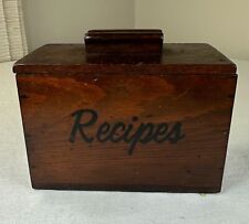Vintage Rustic Primitive Kitchen Farmhouse Wood Recipe Trinket Box Mid Century picture