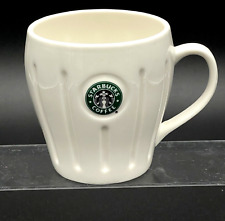 Vintage 2003 Starbucks Coffee Mug White Large Ribbed Barista Mermaid Siren Logo picture