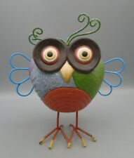 Colorful Owl Metal & Faux Stone Garden Sculpture picture