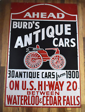 Vintage Burds Antique Cars Auto Museum Waterloo Cedar Falls IA Advertising SIGN picture