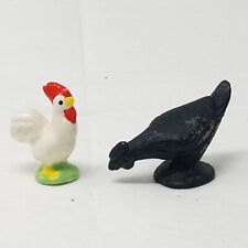 Rooster Chicken Figurines Handmade Cast Iron Ceramic Small Vintage picture
