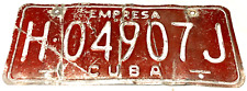 Antique Cuba EMPRESA license plate H-04907J Private Company Business RARE Cuban picture