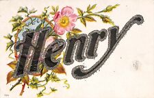 Henry Name Named Flowers Glitter Postcard 986 picture