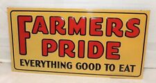 VINTAGE 1930'S FARMERS PRIDE EMBOSSED TIN SIGN NOS picture
