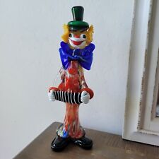 Murano Glass Clown Figurine With Accordion 15 Inches Tall Clown  picture
