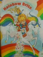 Vintage 1983 Rainbow Brite Doll Twin Flat Sheet, Unicorn Cartoon and Pals picture