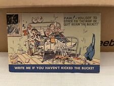 Comic Humor c1943 Two In Bed Write Me If You Haven't Kicked The Bucket Postcard picture