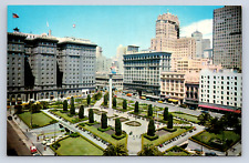 Vintage Postcard Union Square San Francisco Shopping District picture