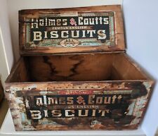 Antique HOLMES & COUTTS FAMOUS ENGLISH BISCUIT  Box Wooden Crate picture