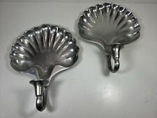 2 Olde Country Reproduction Pewtarex Shell Shape Wall Sconces Candle Holders picture
