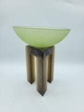 Green Brown Hudson Beach Art Glass Postmodern Tripod Stand Bowl Sculptural picture