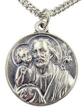 Silver Toned Base Patron Saint Joseph the Worker Father Medal, 7/8 Inch picture