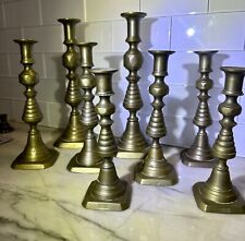 Gorgeous Antique Brass Beehive Candlestick Push up Holder England Set of 8 picture