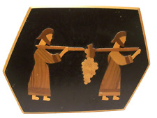 Vintage Israeli Olive Wood Wall Hangings Hand Carved Inlay Folk Art Judaica picture