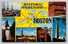 Historic Highlights Of Boston Massachusetts Vintage Posted 1960 Postcard picture