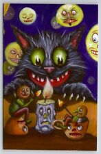 Halloween Matthew Kirscht Tabletop Roasting Candy Candle Cat Moons Postcard MK picture