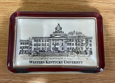 Vintage Western Kentucky University Paperweight Glass Cherry Hall 4.25x2.75x1 in picture