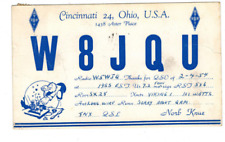 Ham Radio Vintage QSL Card     W8JQU   1954   Cincinnati, Ohio picture