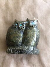 Pair Of Owls / Iron Pyrite/ Zuni Fetish By Gibbs Othole picture