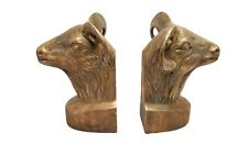 vintage pair of galleria cast bronze rams head book ends can be polished. picture