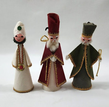 Vtg Christmas Three Kings Figurines Canvas Cardboard Handmade Japan Starched picture
