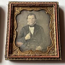 Antique Daguerreotype Photograph Full Case Dapper Handsome Young Man Tinted picture