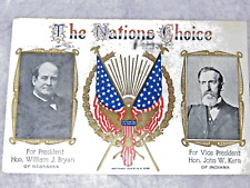 Presidential Campaign Memorabilia William Bryan For President Postcard 1908 picture