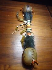 VINTAGE NATIVE AMERICAN HAND MADE SHAMAN PEYOTE GOURD DANCE RATTLE RITUAL SHAKER picture