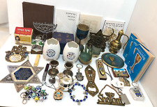 Vintage Large Judaica Lot Menorah Mezuzah Plate Cup Israel Judaism Prayer Books picture