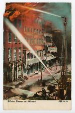 Antique Postcard Water Tower in Action Burning Buildings New York City NY Posted picture