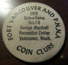 1972 Fort Vancouver, WA Coin Clubs Wooden Dollar - Token Washington picture